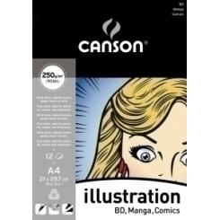 Bloc De Dibujo Canson Illustration Manga Encolado Liso A4 250G 12H