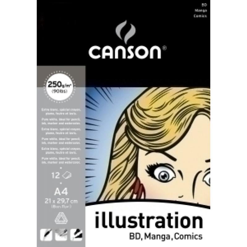 bloc-de-dibujo-canson-illustration-manga-encolado-liso-a4-250g-12h