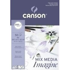 Bloc De Dibujo Canson Imagine Encolado Grano Fino A3 200G 50H
