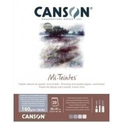 Bloc De Dibujo Canson Mi-Teintes Encolado Tonos  Frios Grises Y Azules 240X320 Mm 160G 20H