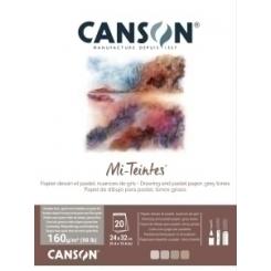 Bloc De Dibujo Canson Mi-Teintes Encolado Tonos  Grises 240X320 Mm 160G 20H
