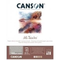 Bloc De Dibujo Canson Mi-Teintes Encolado Tonos  Grises 320X410 Mm 160G 20H