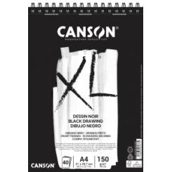 Bloc De Dibujo Canson Xl Black Drawing Con Espiral Doble Grano Fino Y Grueso A4 150G 40H