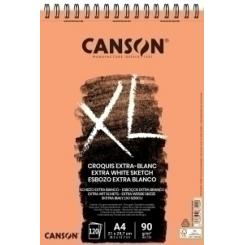 Bloc De Dibujo Canson Xl Croquis Extra Blanco Con Espiral Grano Fino A4 90G 120H