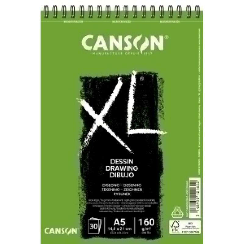 bloc-de-dibujo-canson-xl-dessing-con-espiral-grano-fino-a5-160g-30h