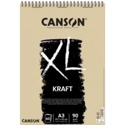 Bloc De Dibujo Canson Xl Kraft Con Espiral Papel Verjurado A3 90G 60H