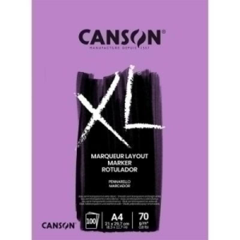 bloc-de-dibujo-canson-xl-marker-encolado-extra-liso-a4-70g-100h