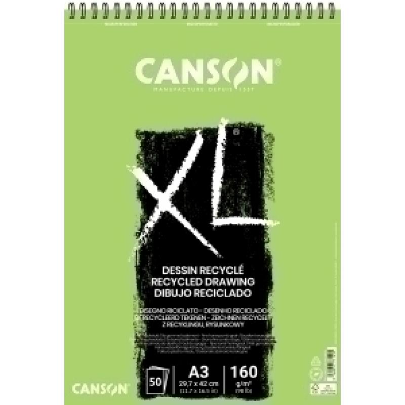 bloc-de-dibujo-canson-xl-reciclado-con-espiral-grano-fino-alveolado-a3-160g-50h