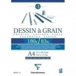 Bloc De Dibujo Clairefontaine Dessin A Grain Encolado Blanco Con Grano A4 180G 30H
