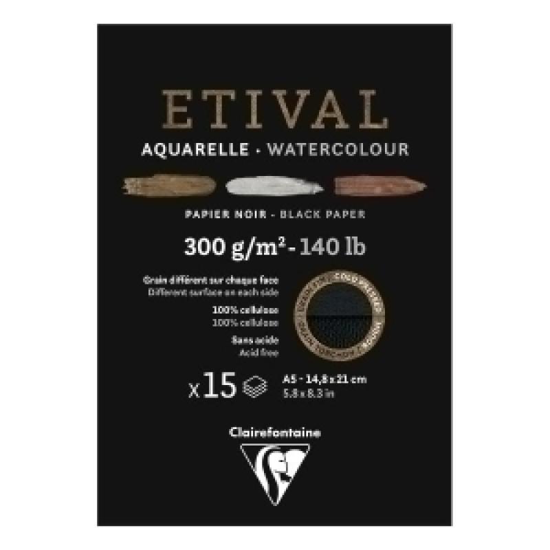 bloc-de-dibujo-clairefontaine-etival-acuarela-encolado-negro-doble-grano-fino-grueso-a5-300g-15h