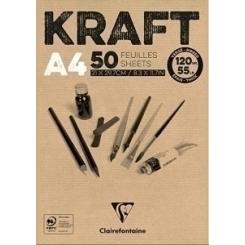 Bloc De Dibujo Clairefontaine Kraft Encolado Marron Verjurado A4 120G 50H