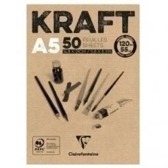 Bloc De Dibujo Clairefontaine Kraft Encolado Marron Verjurado A5 120G 50H