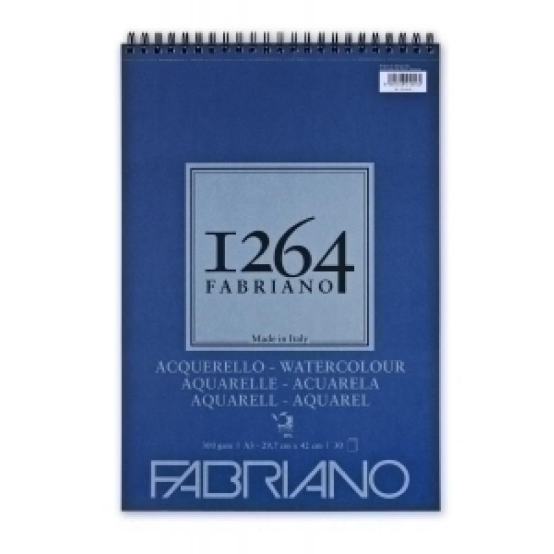 bloc-de-dibujo-fabriano-1264-acuarela-con-espiral-liso-grano-fino-a3-300g-30h
