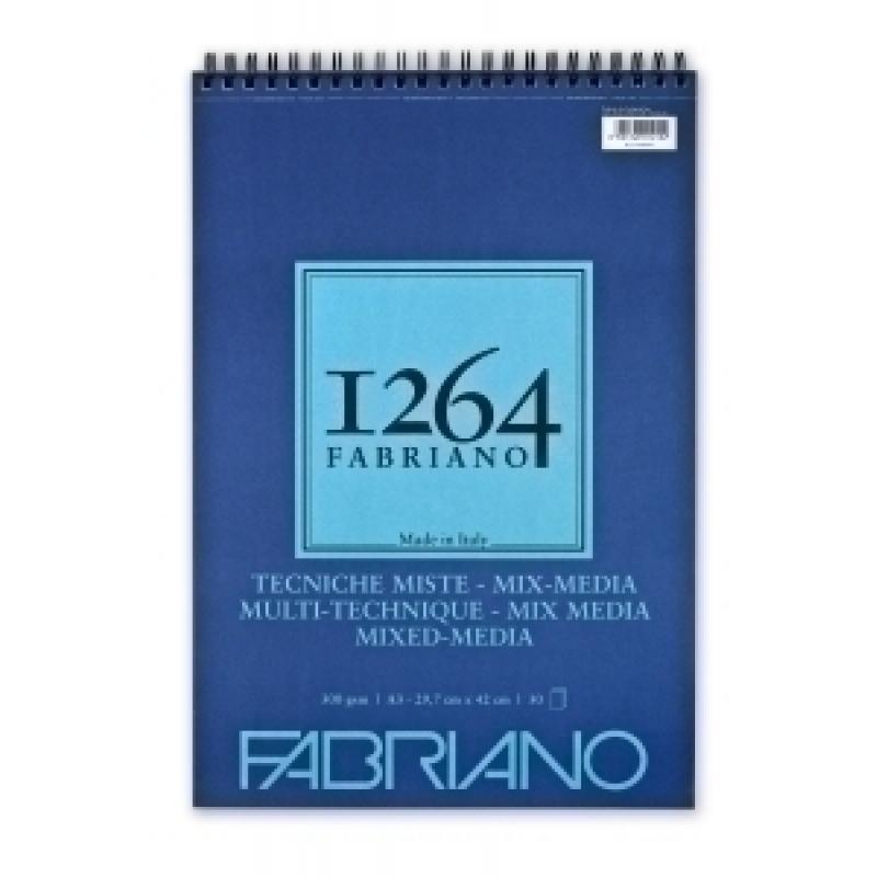 bloc-de-dibujo-fabriano-1264-mix-media-con-espiral-grano-natural-tecnicas-mixtas-a3-300g-30h