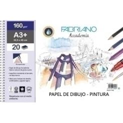 Bloc De Dibujo Fabriano Accademia Con Espiral Liso Tecnicas Mixtas A3+ 160G 20H