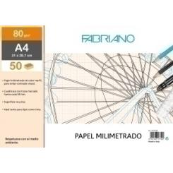 Bloc De Dibujo Fabriano Milimetrado Encolado A4 80G 50H