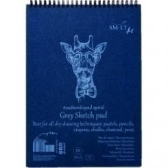 Bloc De Dibujo Smiltainis Con Espiral Papel Color Gris A5 180G 30H