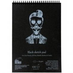 Bloc De Dibujo Smiltainis Con Espiral Papel Color Negro A5 165G 30H