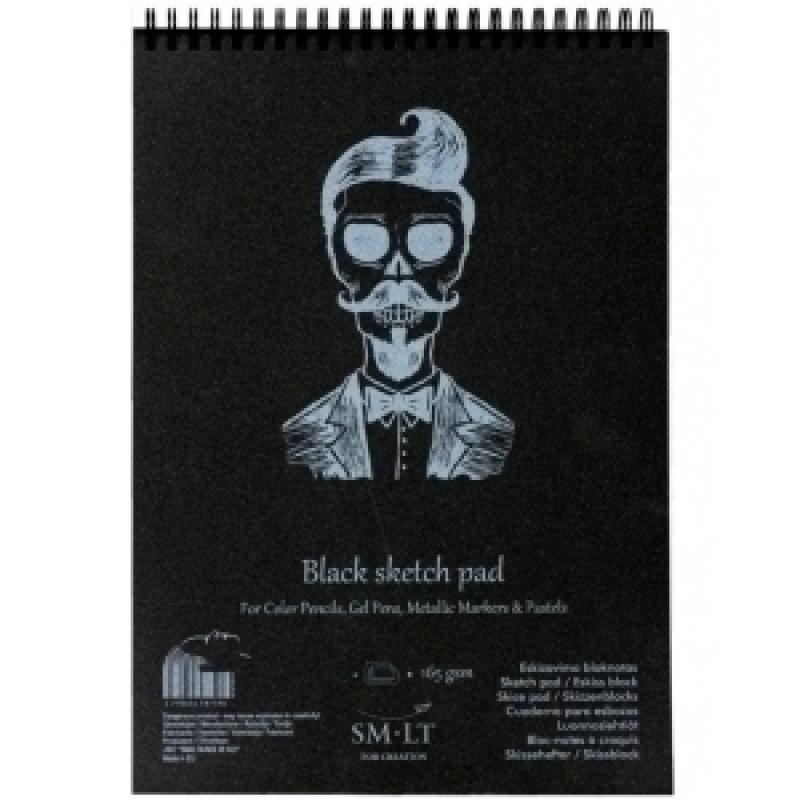 bloc-de-dibujo-smiltainis-con-espiral-papel-color-negro-a5-165g-30h