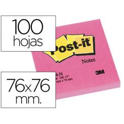 Bloc de notas adhesivas quita y pon post-it 76x76 mm fucsia neon con 100 hojas