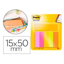 Bloc de notas adhesivas quita y pon post-it mininotas energetic colour 15 x 50 mm 50 hojas pack de 5 unidades.