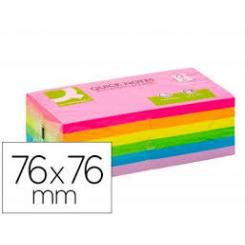 Bloc de notas adhesivas quita y pon Q-CONNECT 76x76 mm fsc colores neon y pastel surtidos