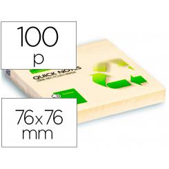 Bloc De Notas Adhesivas Quita Y Pon Q-connect 76X76 mm Papel Reciclado Amarillo