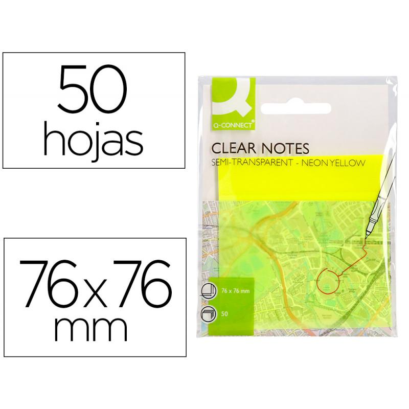bloc-de-notas-adhesivas-quita-y-pon-q-connect-76x76-mm-removible-plastico-translucido-amarillo-neon-con-50-hojas