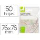 bloc-de-notas-adhesivas-quita-y-pon-q-connect-76x76-mm-removible-plastico-translucido-blanco-50-hojas