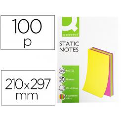 Bloc de notas electrostaticas quita y pon Q-CONNECT 210x297mm 100 hojas 5 colores fluorescentes