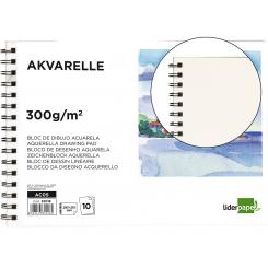 Bloc dibujo LIDERPAPEL acuarela espiral 297x210mm 10 hojas 300g/m2 sin recuadro