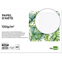 Bloc dibujo LIDERPAPEL artistico encolado 230x325mm 20 hojas 130g/m2 sin recuadro