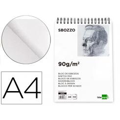 Bloc dibujo LIDERPAPEL esbozos espiral DIN A4 210x297mm 100 hojas 90gr/m2 sin recuadro