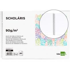 Bloc dibujo LIDERPAPEL escolar espiral 230x325mm 20 hojas 90 gr/m2 sin recuadro