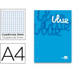 Bloc encolado LIDERPAPEL cuadro 5 mm azul A4 natural 100 hojas 100 g/m2