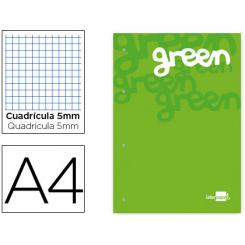 Bloc encolado LIDERPAPEL cuadro 5 mm verde A4 natural 100 hojas 100 g/m2