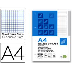 Bloc encolado LIDERPAPEL cuadro 5mm gris A4 natural 100 hojas 70 g/m2