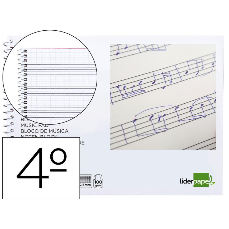 bloc-musica-liderpapel-combi-pentagrama-cuadriculado-25mm-cuarto-20-hojas-100gr-m2