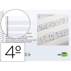 Bloc Musica LIDERPAPEL Para Guitarra Hexagrama 3 mm Cuarto 20 Hojas 100gr/m2