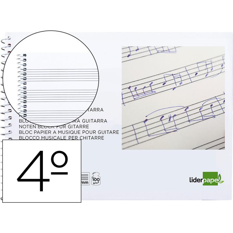 bloc-musica-liderpapel-para-guitarra-hexagrama-3-mm-cuarto-20-hojas-100gr-m2