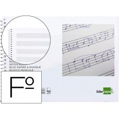 Bloc Musica LIDERPAPEL Pentagrama 3mm Folio Apaisado 20 Hojas 100gr/m2