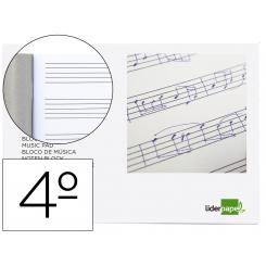 Bloc musica LIDERPAPEL pentagrama 5mm cuarto 20 hojas 100g/m2 grapado