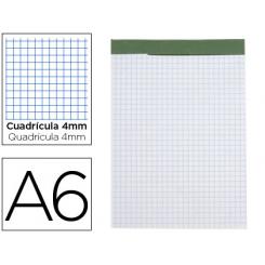 Bloc notas LIDERPAPEL cuadro 4 mm A6 80 hojas 60 g/m2 perforado sin tapa