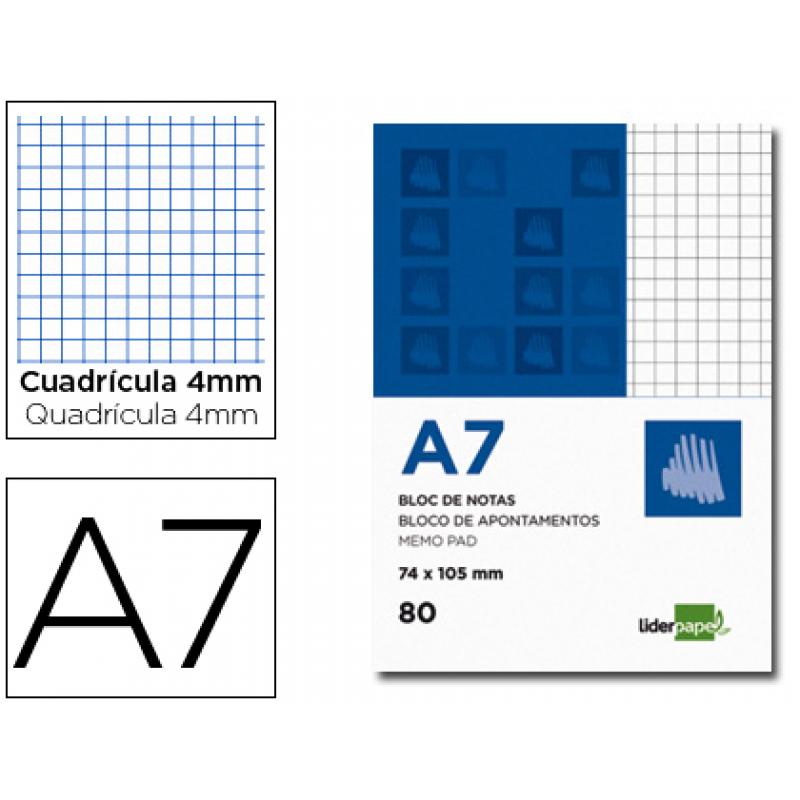 bloc-notas-liderpapel-cuadro-4mm-a7-80-hojas-60gr-m2-perforado