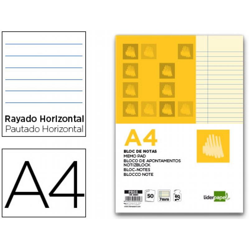 bloc-notas-liderpapel-horizontal-a4-50-hojas-amarillas-60gr-m2-encolado