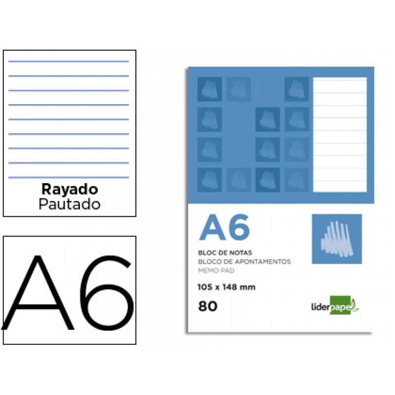 bloc-notas-liderpapel-horizontal-a6-80-hojas-60gr-m2-perforado
