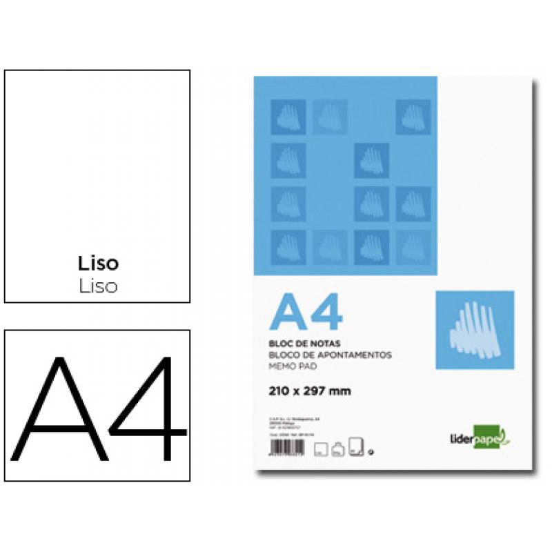 bloc-notas-liderpapel-liso-a4-80-hojas-60gr-m2