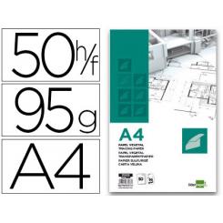 Bloc papel vegetal LIDERPAPEL encolado 210x297mm 50 hojas 95g/m2