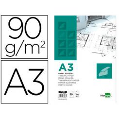 Bloc papel vegetal LIDERPAPEL encolado 297x420mm 50 hojas 90 g/m2