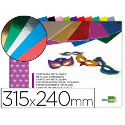 Bloc trabajos manuales LIDERPAPEL cartulina metalizada 240x315mm 10 hojas colores surtidos